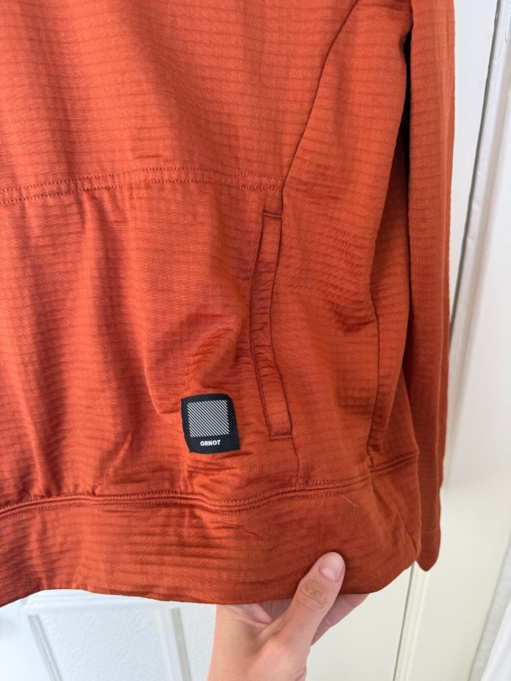 Ornot Rust Micro Grid Hooded Pullover - Picture 2 of 6